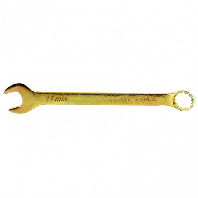 Ключ комбинированный, 17 мм, желтый цинк Сибртех